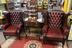 Pair of WingBack Leather Covered Armchairs