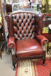 Pair of WingBack Leather Covered Armchairs