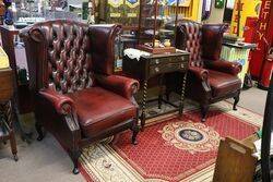 Pair of WingBack Leather Covered Armchairs