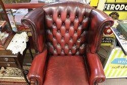 Pair of WingBack Leather Covered Armchairs