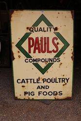 Pauland39s Compounds Cattle  Enamel Advertising Sign 