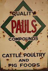 Pauland39s Compounds Cattle  Enamel Advertising Sign 