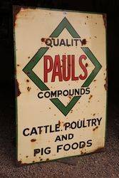 Pauland39s Compounds Cattle  Enamel Advertising Sign 