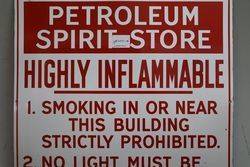 Petroleum Spirit Store Warning Enamel Sign 