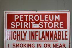 Petroleum Spirit Store Warning Enamel Sign 