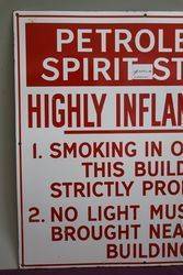 Petroleum Spirit Store Warning Enamel Sign 
