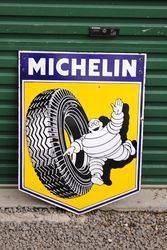 Pictorial Michelin Shield Enamel Advertising Sign 