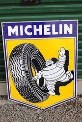 Pictorial Michelin Shield Enamel Advertising Sign 