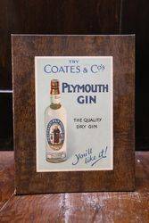 Plymouth Gin Coates and Co Card Advertising 