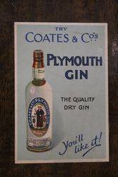 Plymouth Gin Coates and Co Card Advertising 