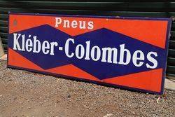 Pneus KleberColombes Enamel Advertising Sign 