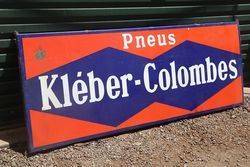 Pneus KleberColombes Enamel Advertising Sign 