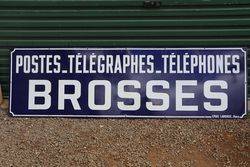 Postes  Telegraphes Brosses French Enamel Advertising Sign  