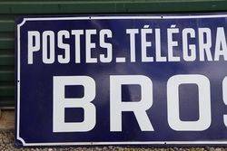 Postes  Telegraphes Brosses French Enamel Advertising Sign  