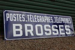 Postes  Telegraphes Brosses French Enamel Advertising Sign  