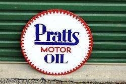 Pratts Motor Oil Double Sided Enamel Advertising Sign 