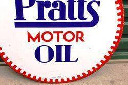 Pratts Motor Oil Double Sided Enamel Advertising Sign 