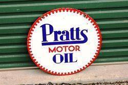 Pratts Motor Oil Double Sided Enamel Advertising Sign 