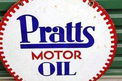 Pratts Motor Oil Double Sided Enamel Advertising Sign 