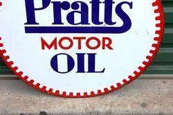 Pratts Motor Oil Double Sided Enamel Advertising Sign 