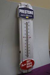 Prestone AntiFreeze Enamel Advertising Thermometer Sign 