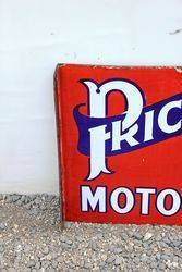 Prices Motor Oil Post Mount Enamel Sign