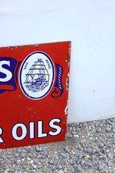 Prices Motor Oil Post Mount Enamel Sign