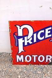 Prices Motor Oil Post Mount Enamel Sign