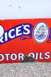 Prices Motor Oil Post Mount Enamel Sign