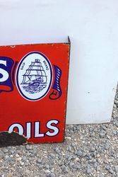 Prices Motor Oil Post Mount Enamel Sign