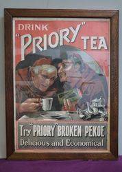 Priory Tea Wooden Framed  Advertising Sign 