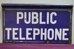 Public Telephone Double Sided Enamel Sign 