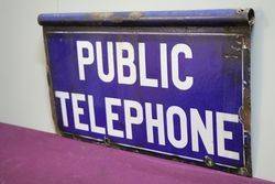 Public Telephone Double Sided Enamel Sign 