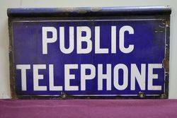 Public Telephone Double Sided Enamel Sign 