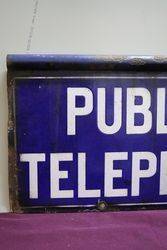 Public Telephone Double Sided Enamel Sign 