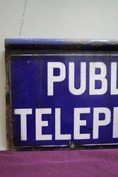 Public Telephone Double Sided Enamel Sign 