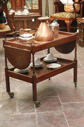 Quality English Oak Drop Side Tea Trolley C1920 