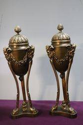 Quality Pair Of Antique Bronze Urns 