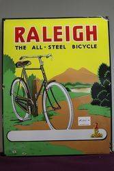 Raleigh All Steel Bicycle Pictorial Enamel Sign 