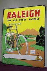 Raleigh All Steel Bicycle Pictorial Enamel Sign 