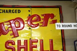 Rare 3 piece enamel + embossed Shell sign 