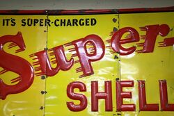 Rare 3 piece enamel + embossed Shell sign 