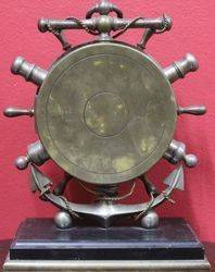 Rare Desk Clock in Form of a Ships Wheel