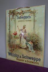 Rare Schweppes Mineral Waters Pictorial Tin Advertising Sign