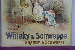 Rare Schweppes Mineral Waters Pictorial Tin Advertising Sign