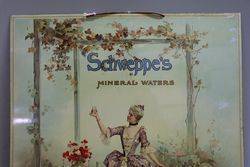 Rare Schweppes Mineral Waters Pictorial Tin Advertising Sign