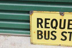 Request Bus Stop Enamel Sign