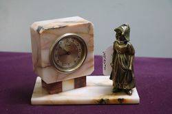 Rouge Marble 30 Hour Scout Clock With Brass Dutch Girl Figure 