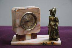 Rouge Marble 30 Hour Scout Clock With Brass Dutch Girl Figure 