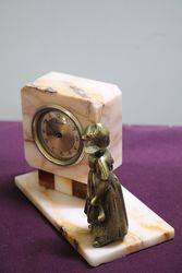 Rouge Marble 30 Hour Scout Clock With Brass Dutch Girl Figure 